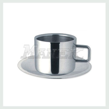 Double Wall Cup & Saucer Pearl, Steel Double Wall Cup & Saucer, Stainless Double Wall Cup & Saucer, Stainless Steel Cup and Saucer