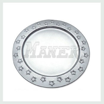 Star Embossed Charger Plate, Stainless Steel Embossed Charger Plate, Embossed Charge Plates