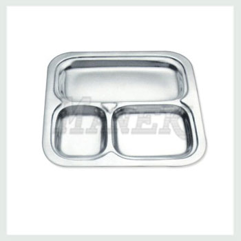 Compartment Tray, Square Compartment Tray, Stainless Steel Square Compartment Tray, Mess Tray, Stainless Steel Mess Tray